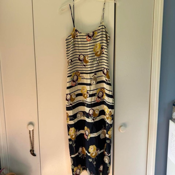 Paper Crown Navy and Yellow Striped Maxi Dress - Picture 1 of 5